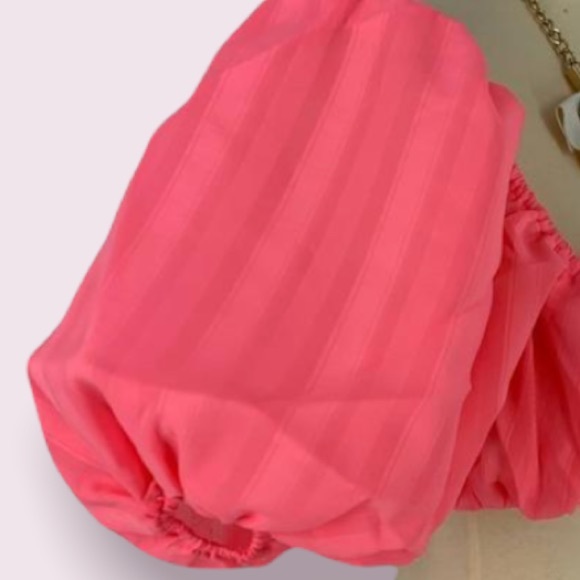 LPA Caspian Tube Top Neon Pink Women’s Small Puff Sleeves - Picture 4 of 5